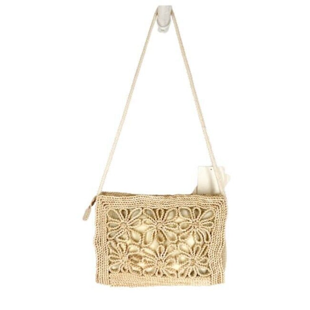 Cottagecore Natural Straw Shoulder Bag NEW Tote Floral Woven Lightweight NWT - Picture 6 of 14
